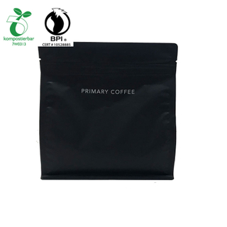 custom printed Matt Black Coffee packaging bag in 100% cornstarch from China