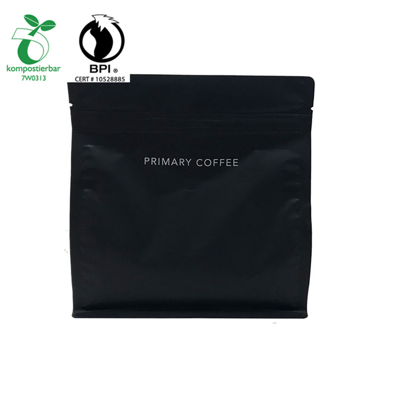 Custom bedruckte Matt Black Coffee Packaging -Tasche in 100% Maisstärke aus China