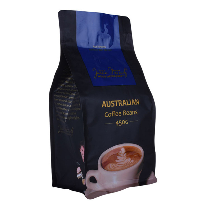 Pocket Zipper Full Color Low MOQ Digital Print Box Bottom Coffee Bag