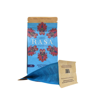 Compostable Print Resealable Zipper Top Box Coffee Flat Bottom Pouch