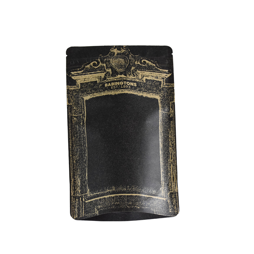 Full Black Custom Design Printing Kraft Paper Tea Bag With Ziplock