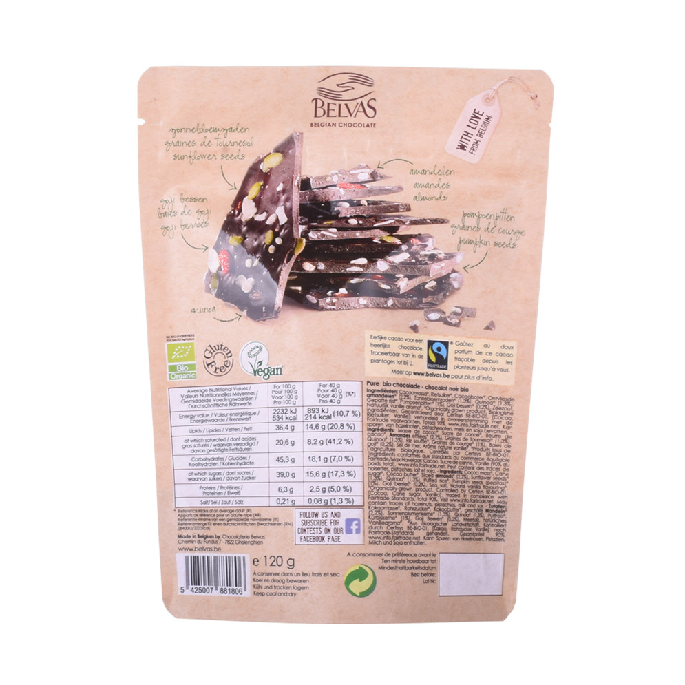 Biodegradable Custom Natural Food Grade Stand Up Pouch Kraft Paper Zipper Bag Supplier