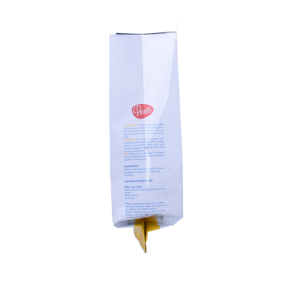 Food Contact Paper Side Gusset Pouch Flour Sealable Packaging 1lb Natural Kraft Printing Custom Powder Storage Bag