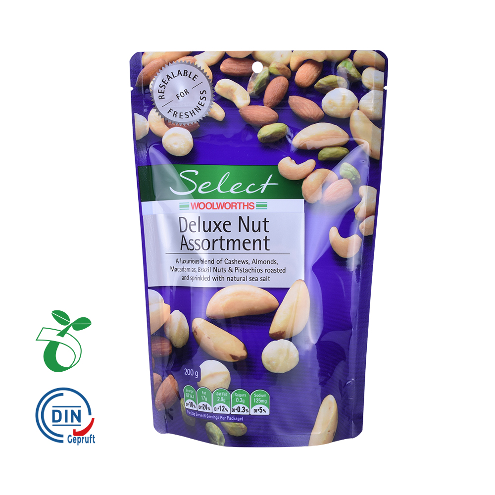 Alluminio Grado alimentare sano confezionamento biologico in polvere Snack da dadi protettivo Snack con cerniera con cerniera Stampa stampata flessibile