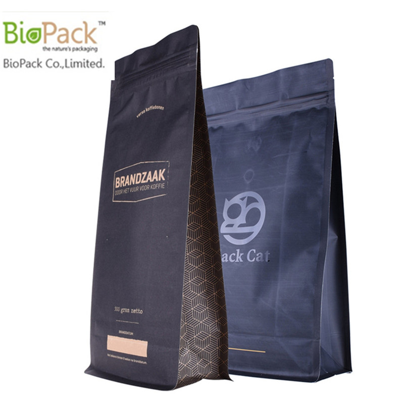 Cornstrach có thể phân hủy Quảng trường vuông đứng Bag Up Túi tùy chỉnh với Ziplock trên đầu