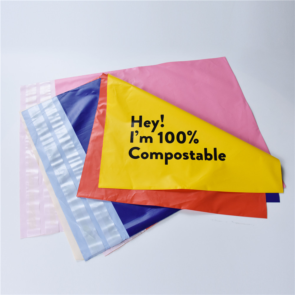 Eco Firendly Customized Rewind Matte Printing High Quality Compostable Mailer Manufacturers with UV Spot