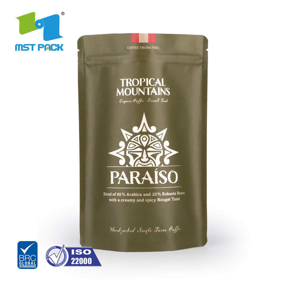 Cheap FSC Certified Kraft Paper Aluminum Foil Stand Up Matt Finish Biodegradable Ziplock Pouches Manufacturers