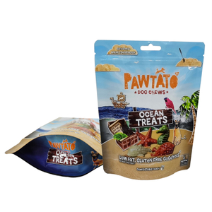 Wholesale Plastic Free Biodegradable Stand Up Barrier Paper Pet Treat Pouches 