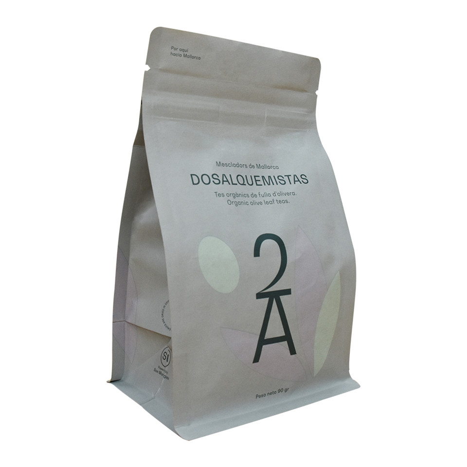 Customized Logo Kraft Paper Plant Based Compostable Packaging with Zipper Manufacturers