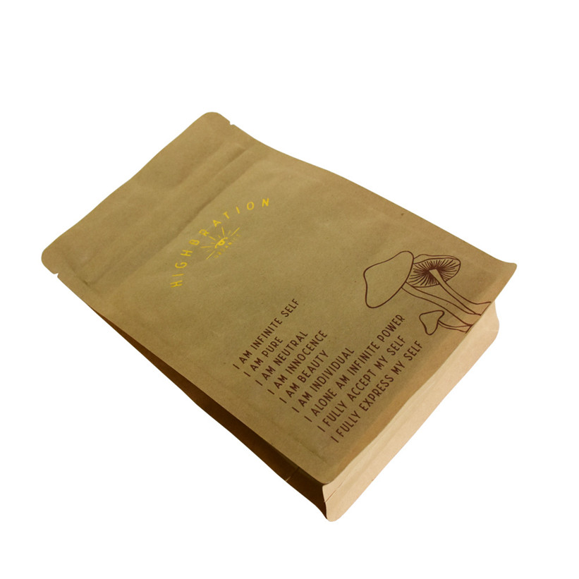 Customized Laminated Material Renewable Resources Designed Glossy Black Brown Kraft Bag