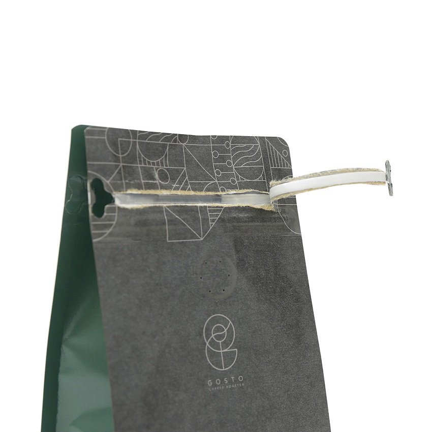 Eco-Friendly PBS Compostable Stand Up Brown Paper Resealable Pocket Zipper Coffee Bag Packaging