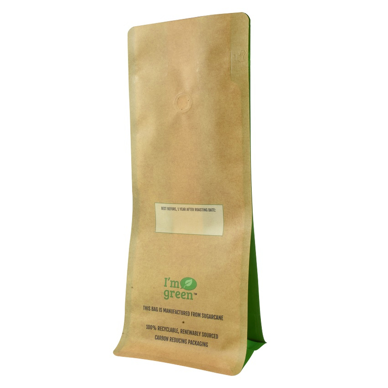 Frosted Finish 100 Recyclable Green PE Custom Printed Coffee Bags