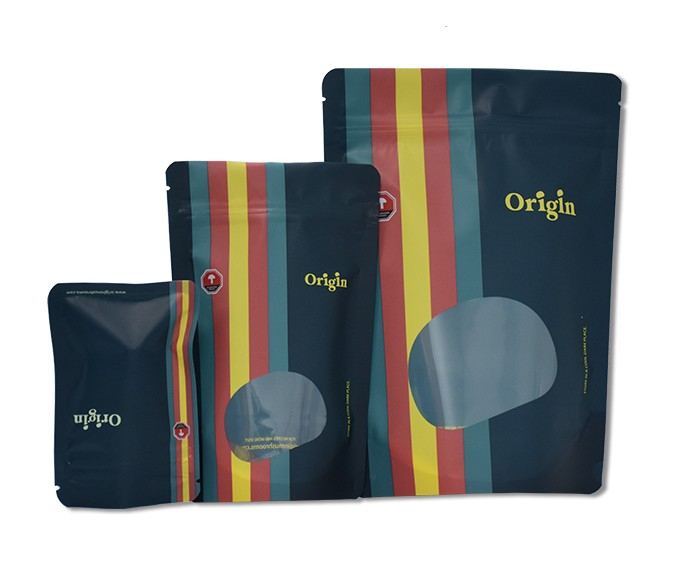 Organic Custom Size Resealable Stand Up Doypack With Window Packaging Flexible Design Printing Bag