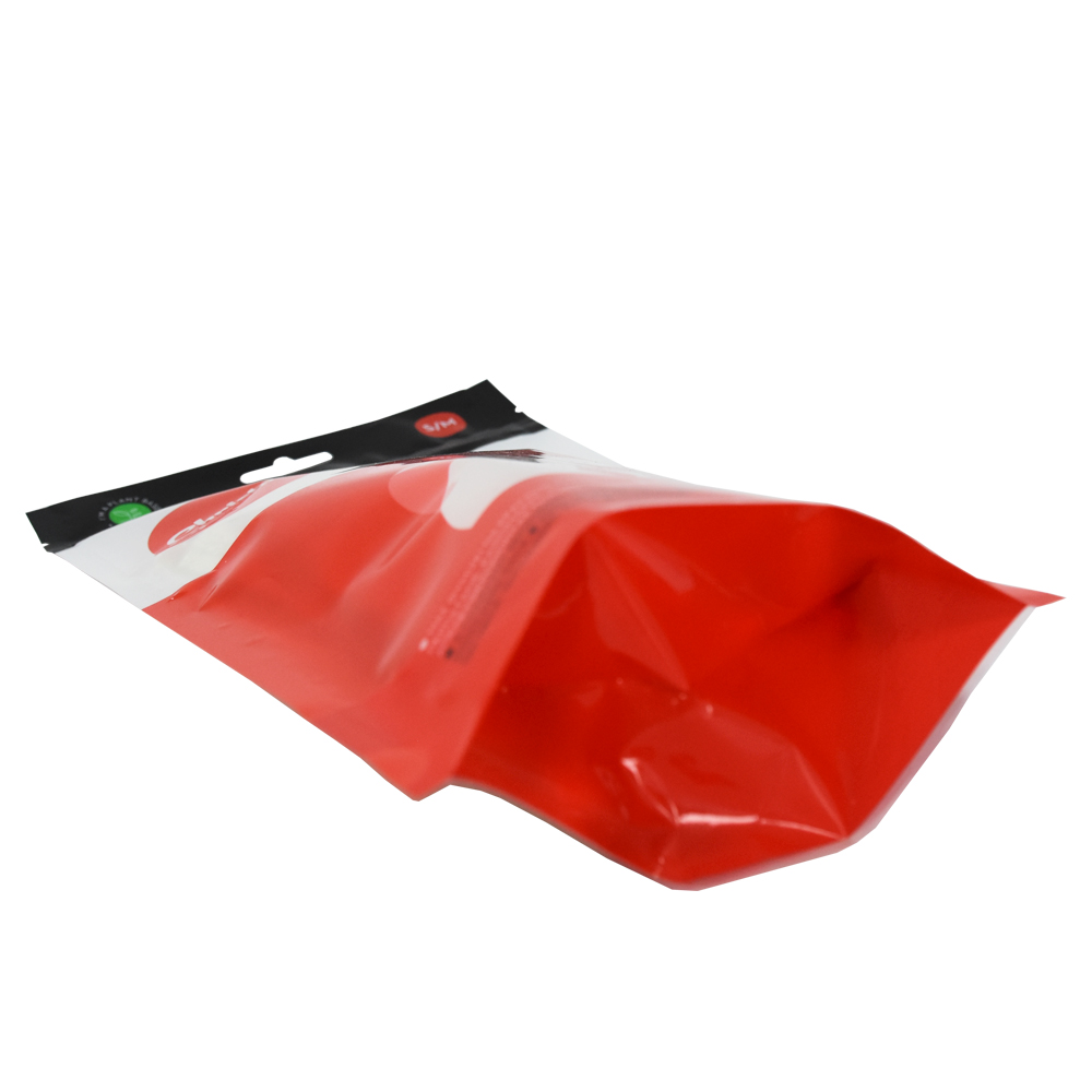 Corn Starch Biodegradable Waistband Resealable Clear Window Printed Clothing Doypack With Hanging Hole Zipper Bag
