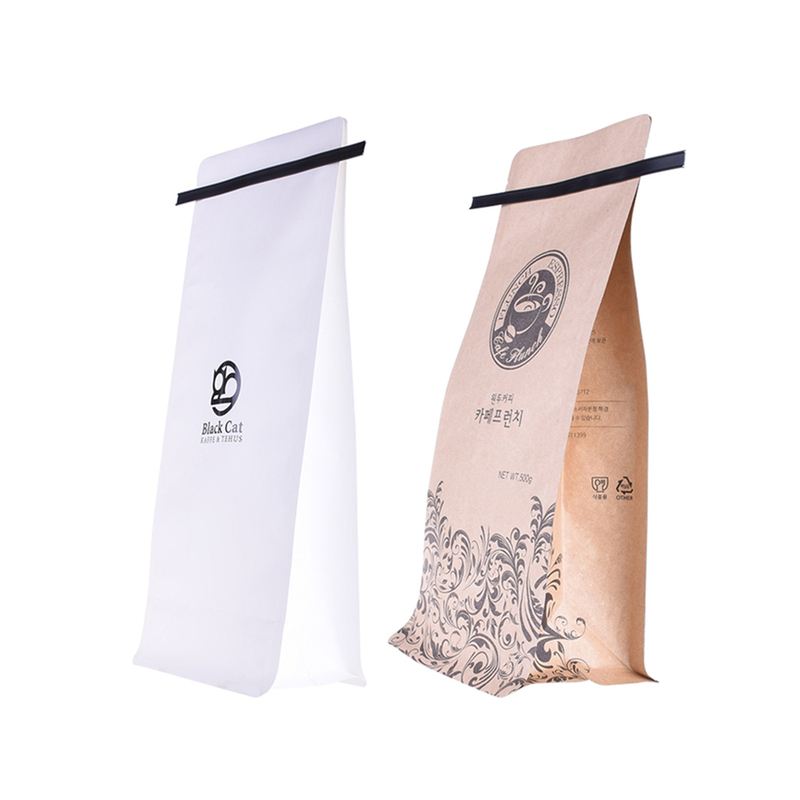 Sac à café en papier blanc kraft zipper sachets en étain