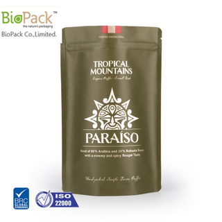 Biodegradable Coffee and Cashew Nuts Zip Lock Stand Up Food Packaging Kraft Paper Bag From China