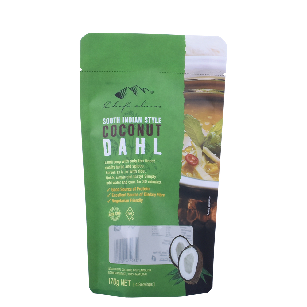 Umweltfreundliche biobasierte recycelbare Lebensmittelverpackung Stand-up-Tasche mit Reißverschlussbeutel für Bio-Lebensmittel