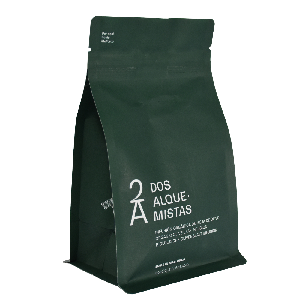 Biodegradable Food Grade Paper Packaging Loose Tea Resealable Zipper Bag Custom Stamping Flexible Pouch