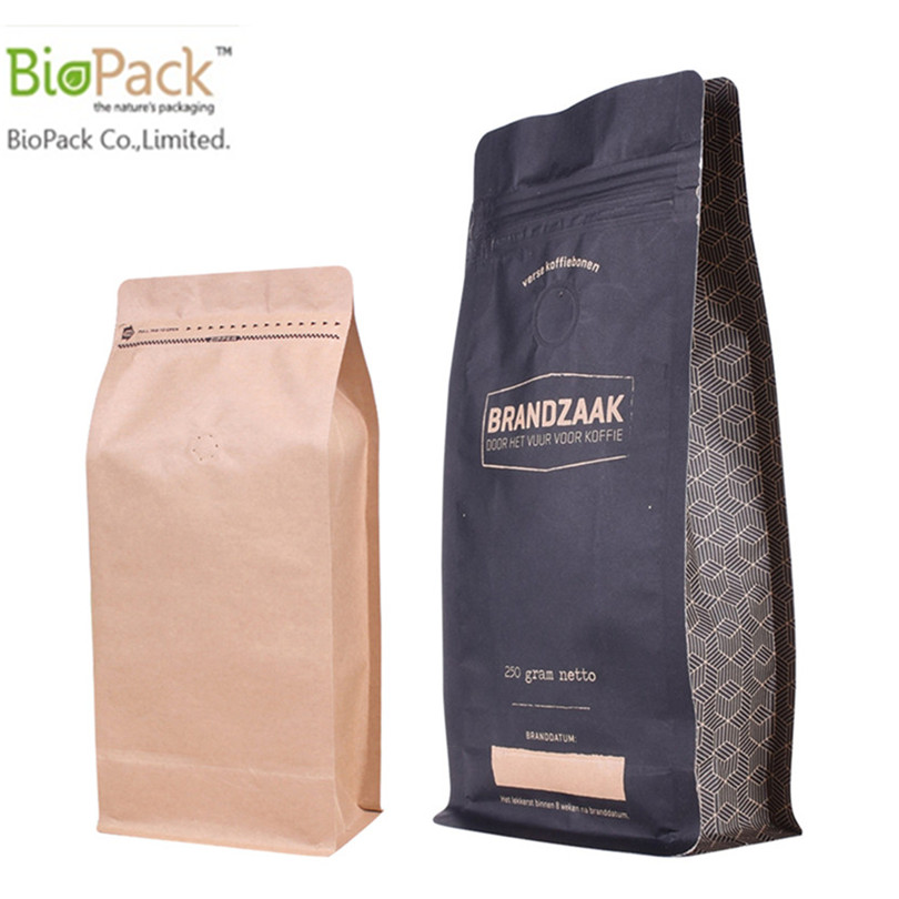 Cornstrach có thể phân hủy Quảng trường vuông đứng Bag Up Túi tùy chỉnh với Ziplock trên đầu