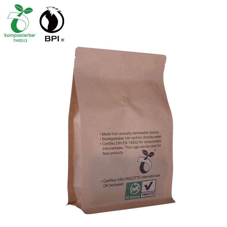 Biodegradável Saco de Alimentos Reciclado Kraft Bottom Zipper com janela