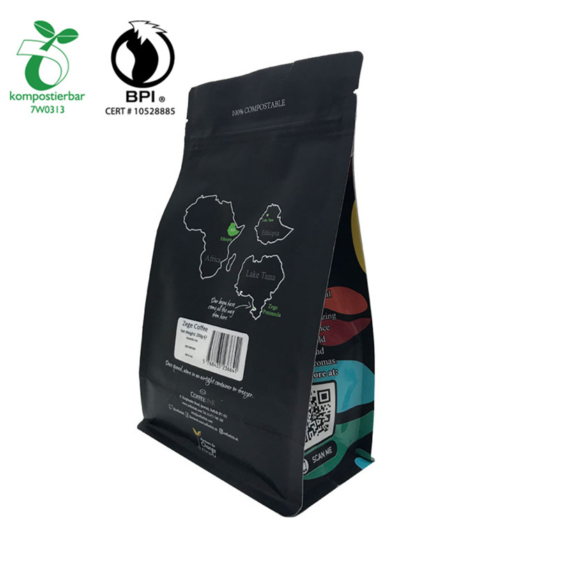 Custom matt printing wholesale decompose cornstarch bag for coffee packing with zipper and valve from China