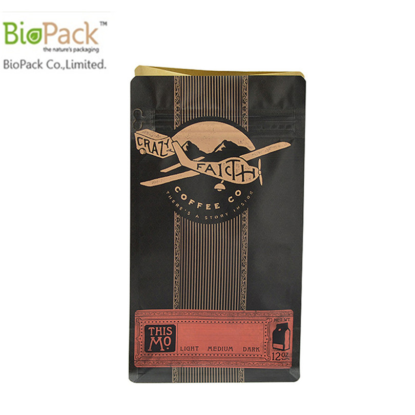 Custom 250g 500g 1kg food ziplock Biodegradable kraft bag with ziplock for coffee/tea from China