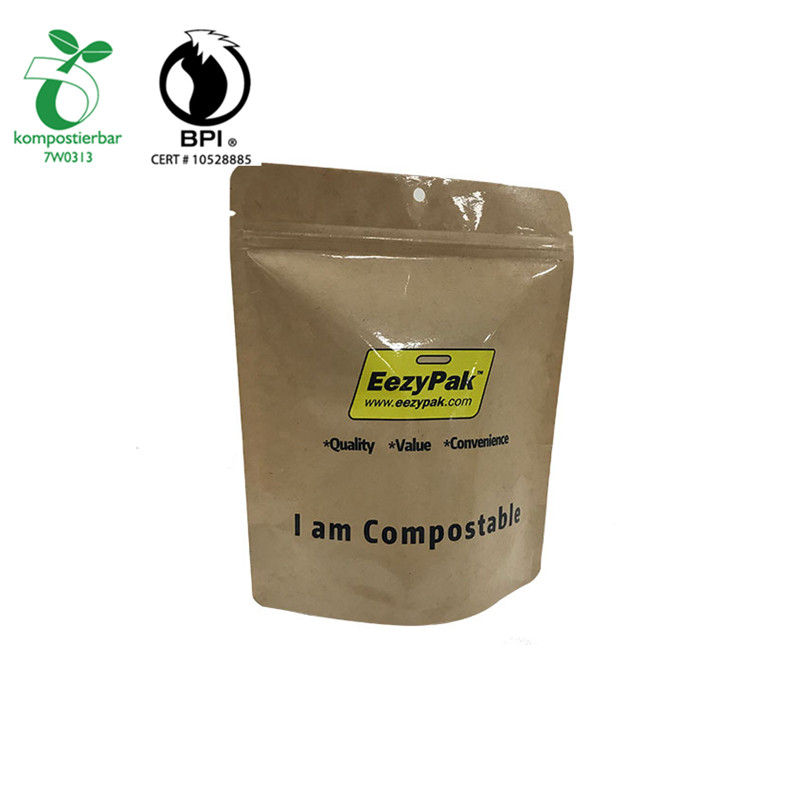 Reclosable Stand up Kraft Compostable Zipper Packaging Bag for seed from China