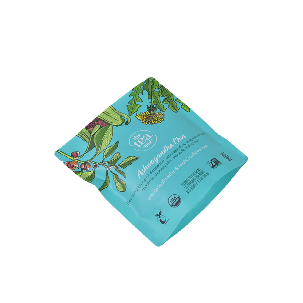 Eco Friendly Customized Print High Quality Waterproof Biodegradable Stand Up Easy Tear Compostable Tea Bags with Full Matte Finish