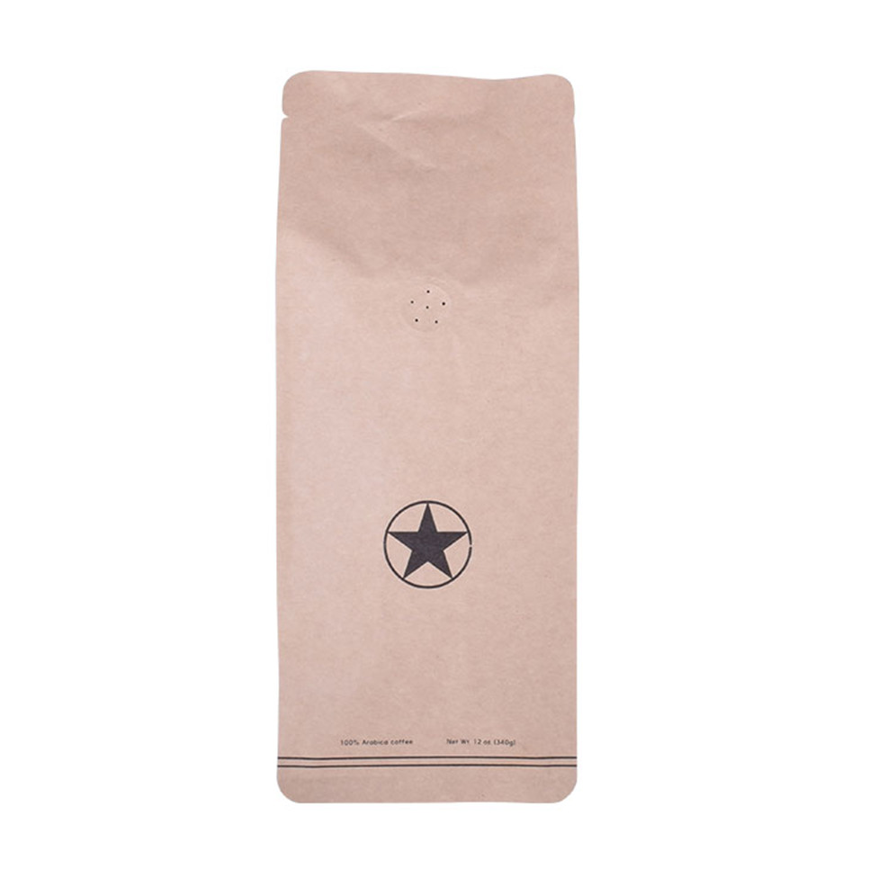 Double Zipper Offset Printing Rough Matte Kraft Paper Coffee Pouch Tear Notch