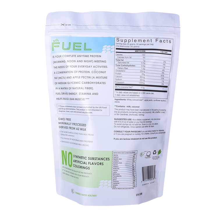 Renewable Designed Ok Compost Matt White Coating Matt Protein Pouch