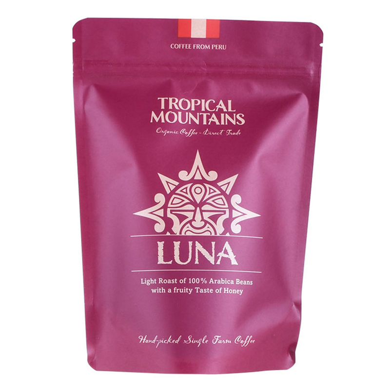 Laminated Material Glossy Finish Stand Up Ziplock Custom Packaging Coffee Bags