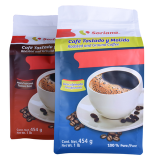 China Supplier Resealable Box Bottom Custom Coffee Zipper Bag with One-way Gassing Valve