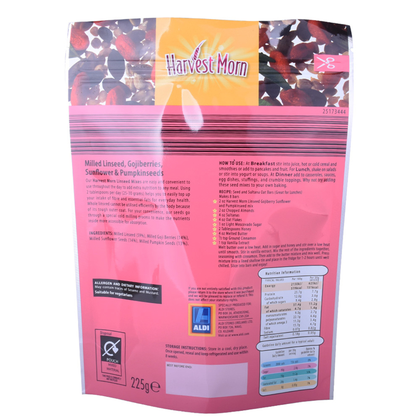 Custom Logo Organic Superfood Milled Seed Flour Stand Up Packaging Bags