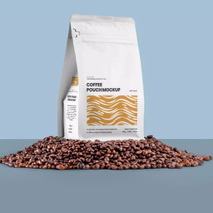 Eco-friendly Zipper Seal Box Bottom Coffee Bean Bag White Coffee Pouch​ with Valve