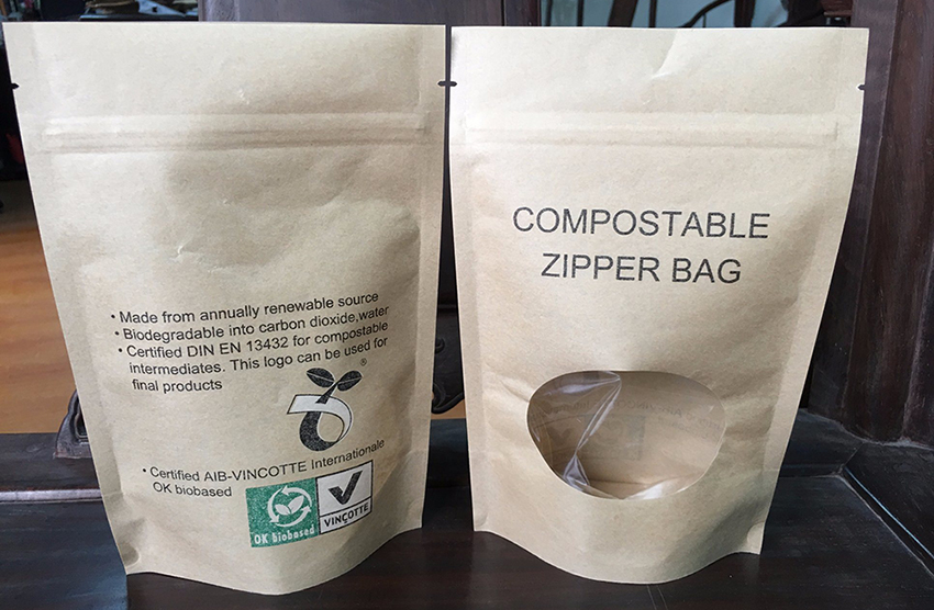 Biologisch abbaubare papierplastische Verbundbeutel
