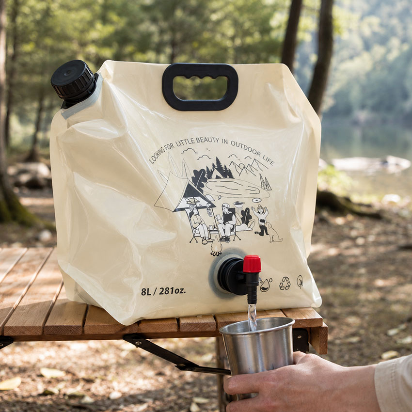 Recyclable Foldable 8L Collapsible Water Pouch For Camping Hiking