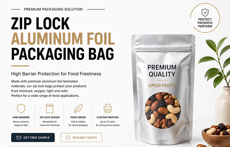 Custom Zip Lock Aluminum Foil Plastic Packaging Bag for Food
