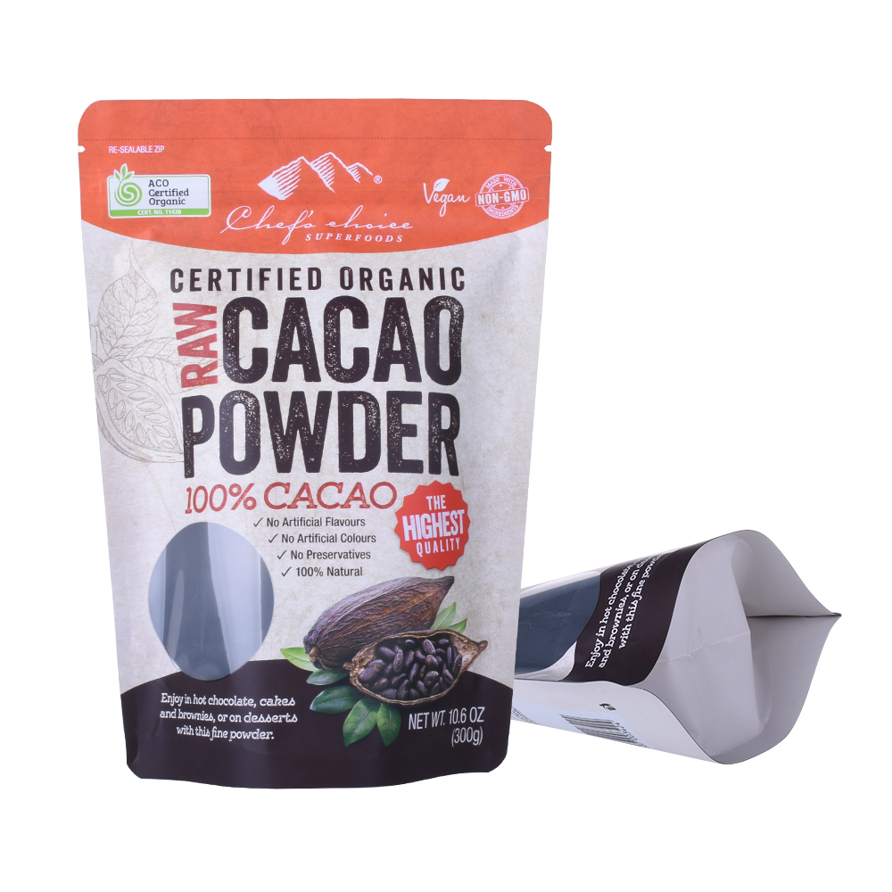 Custom Cocoa Butter Chocolate Resealable Packaging Food Bag Aluminum Barrier Waterproof With Window Packaging
