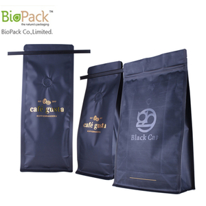 Biodegradable Square bottom Stand Up Coffee Pouch with Tin tie and Wrappers Manufacturer China