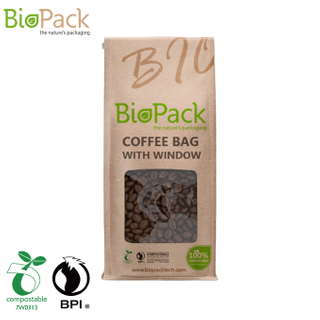 Custom Square Bottom Biodegradable Material Compostable Tea Bag with Clear Window USA