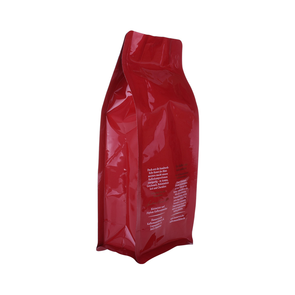Biodegradable Flat Bottom PLA Cornstarch Coffee Bags with One Way Gassing Valve