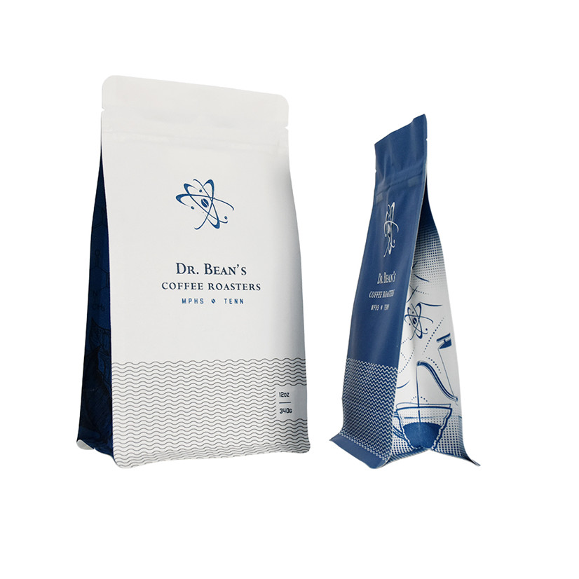 12oz 평평한 바닥 가방 커피 포장을위한 다채로운 파우치