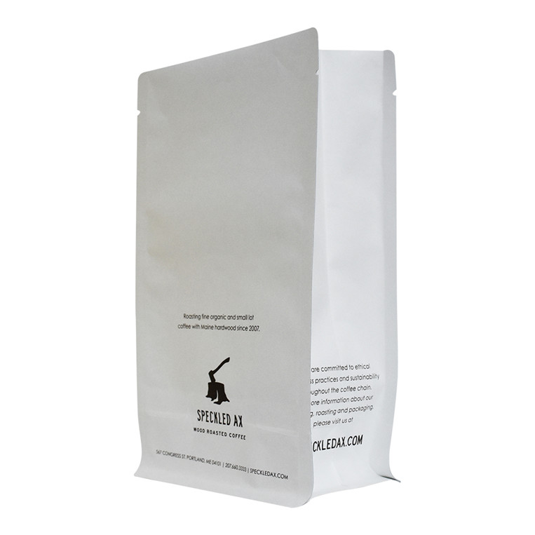 Sample Size 12 Oz Customized Compostable White Kraft Paper Coffee Bag