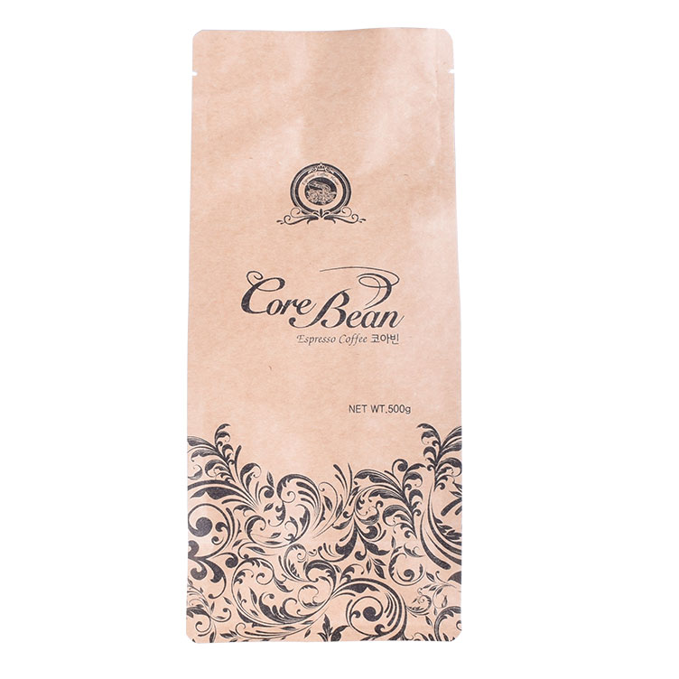 Compostable Kraft Paper Flat Bottom Biodegradable Coffee Bag