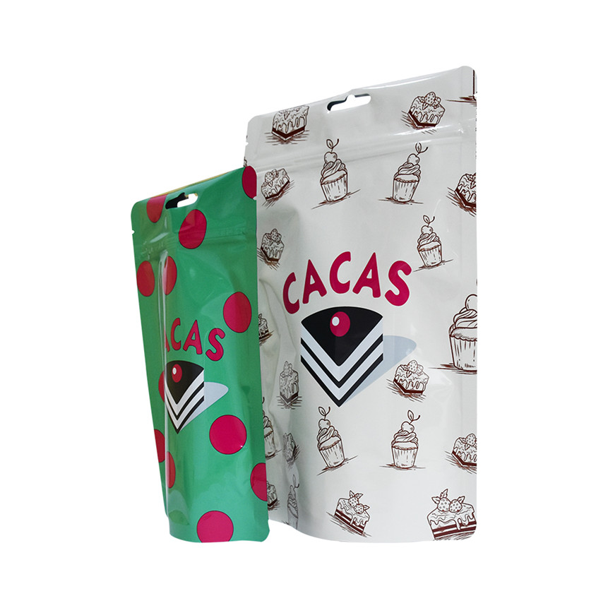 Custom Glossy Printed Reclosable Snack Aluminum Stand Up Foil Pouches