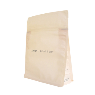 Custom printed home biodegradable translucent coffee packaging square bottom empty food bag zipper pouch