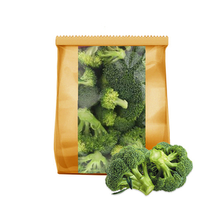 100% Biodegradable Home Compostable Broccoli Vegetables Packaging Flat Bottom Bag with Clear Window