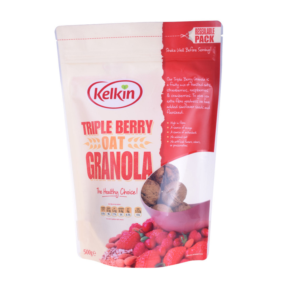 Sustainable Kraft Paper U Bottom Seal Nut Bag Food Ziplock