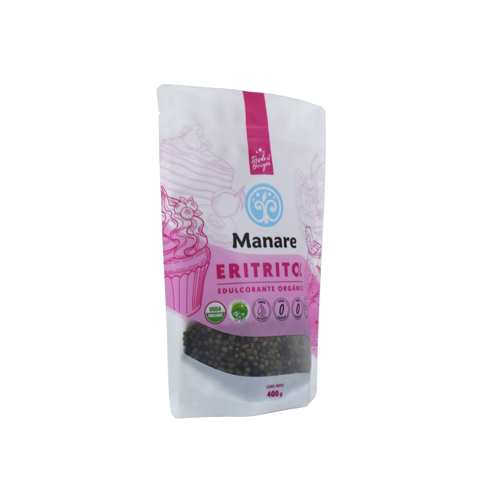 100% Eco-friendly Green PE Recyclable Fleixble Food Packaging Bags with Clear Window