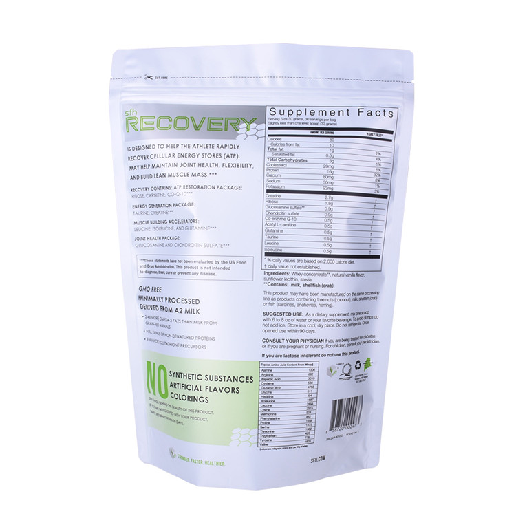 Renewable Designed Ok Compost Matt White Coating Matt Protein Pouch
